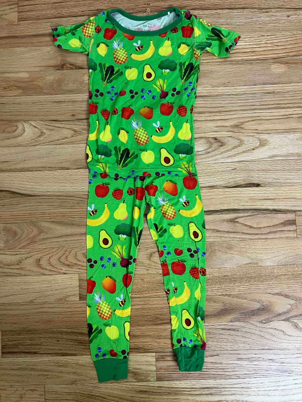 Little Sleepies Green Fruit Print Toddler Pajama Set (3T)